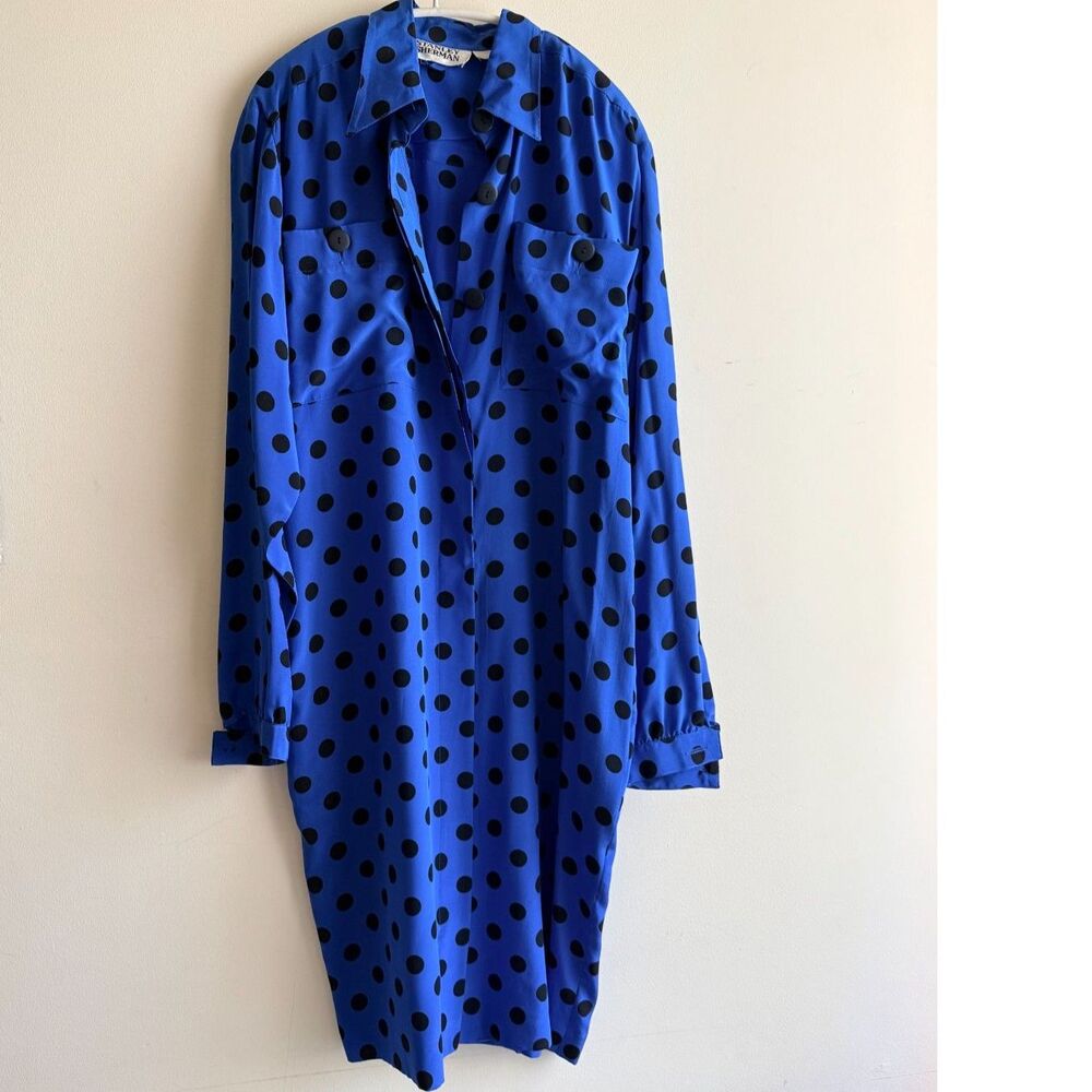 Estate/Vintage Stanley Sherman 100% silk button-up dress - 80's - Size 8